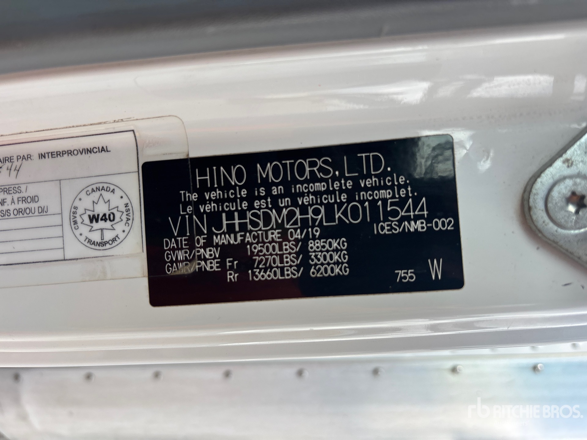 2020 Hino 195