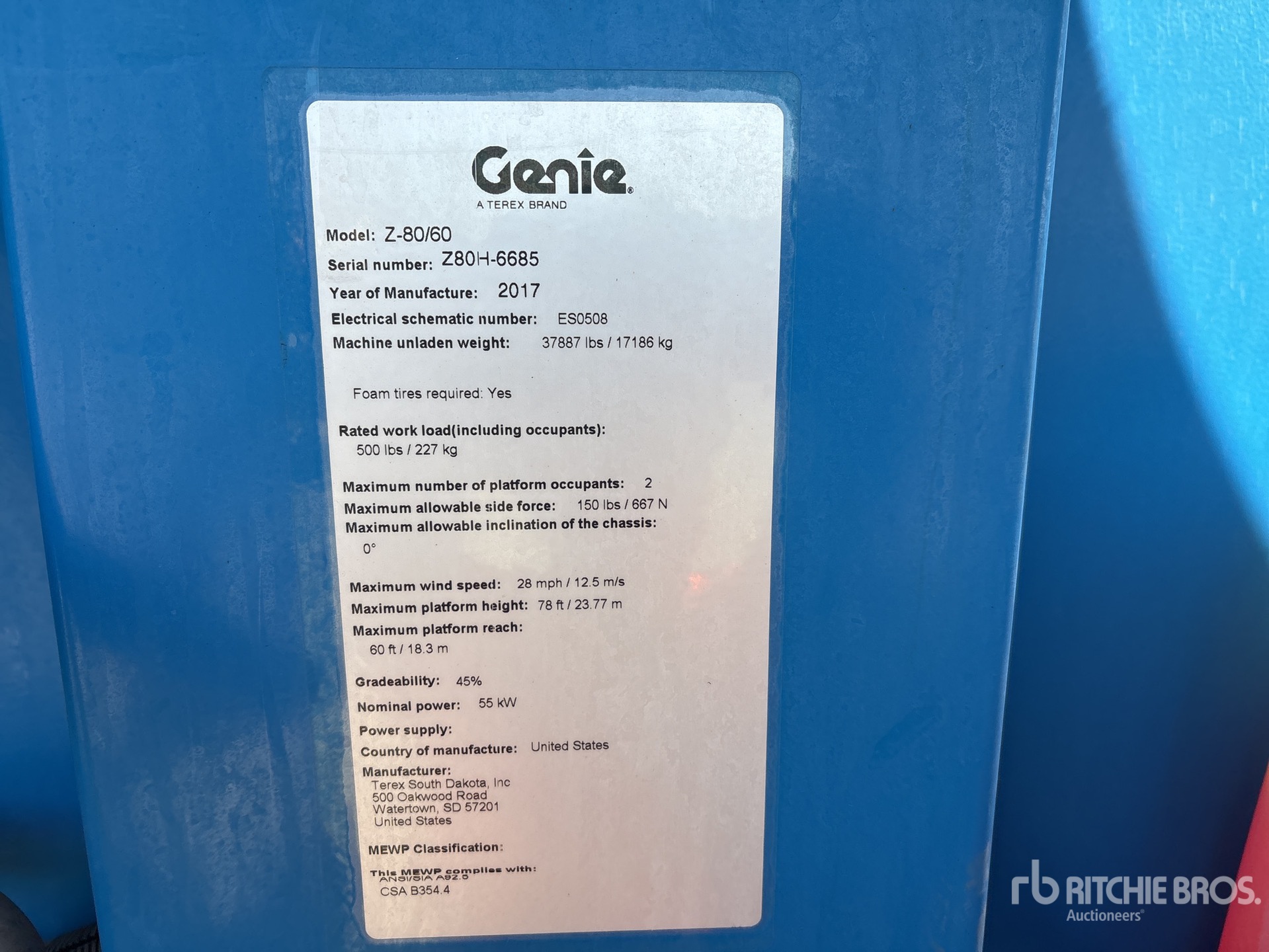 2017 Genie Z-80/60