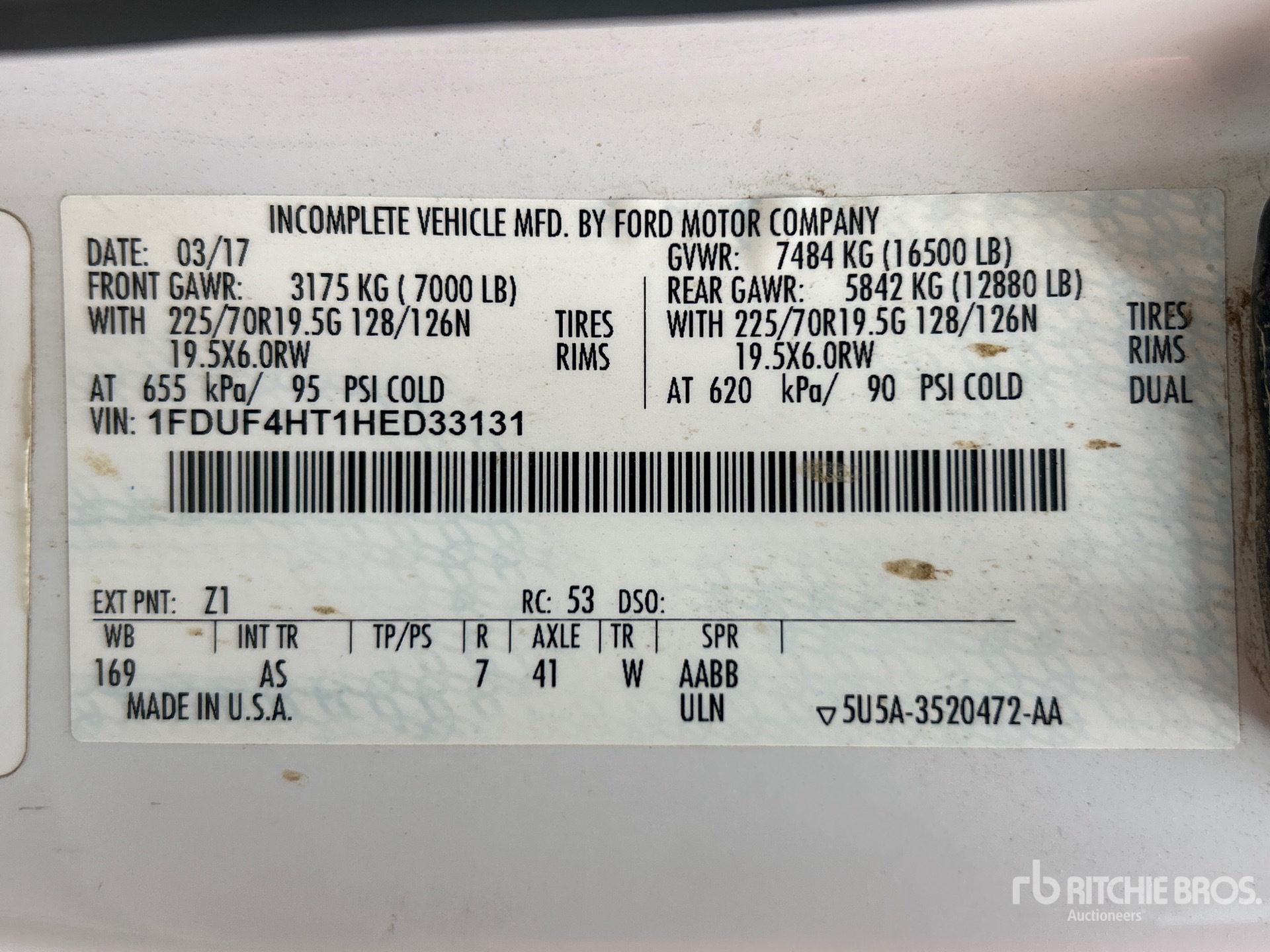 General Appearance with Serial Number / VIN
