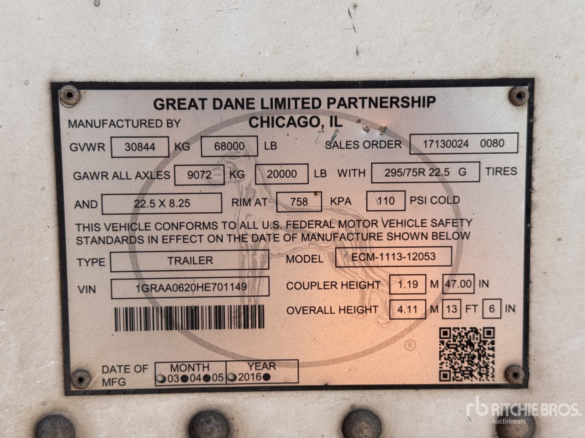 2017 Great Dane 53 ft T/A