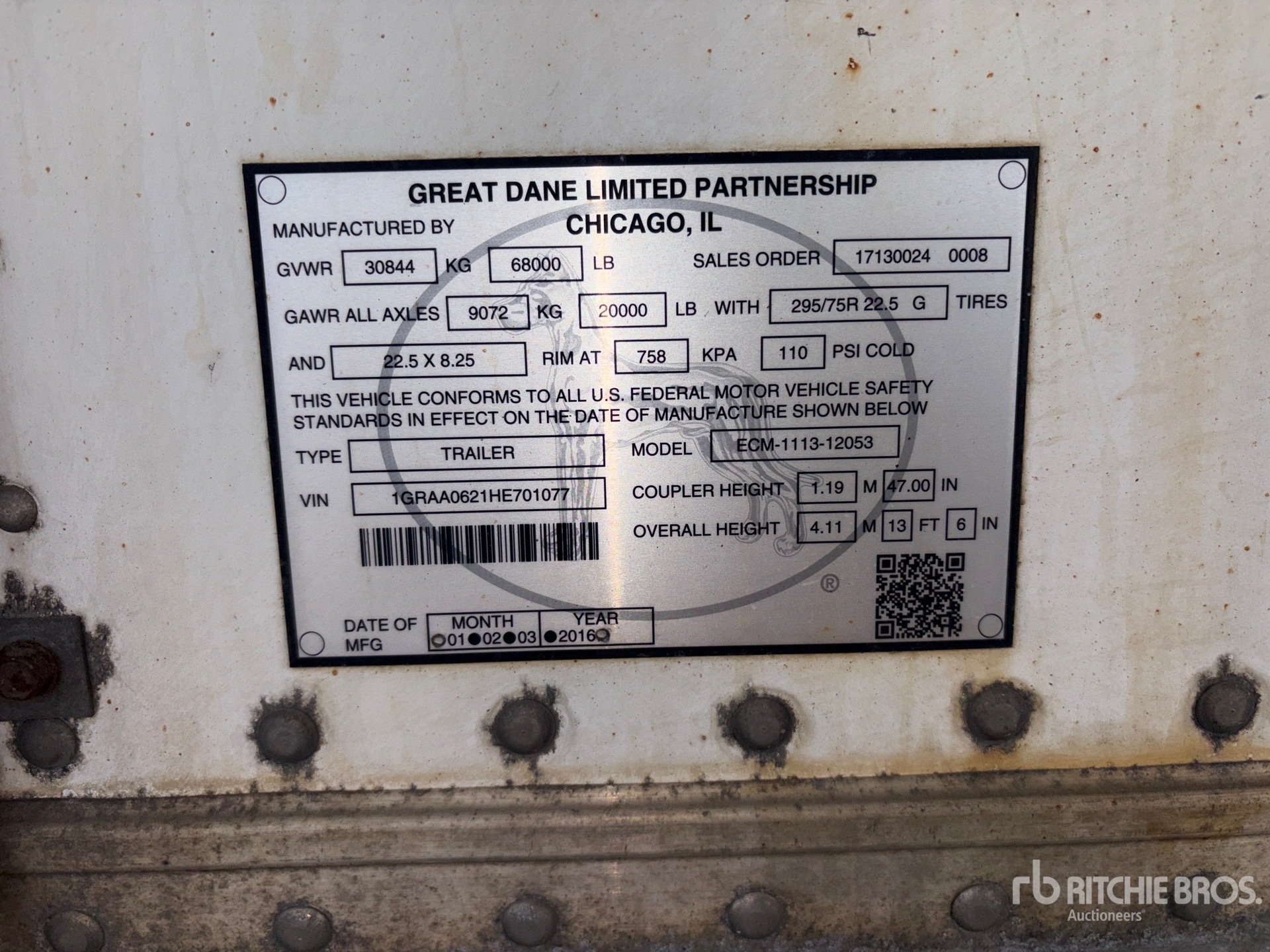 2017 Great Dane 53 FT T/A