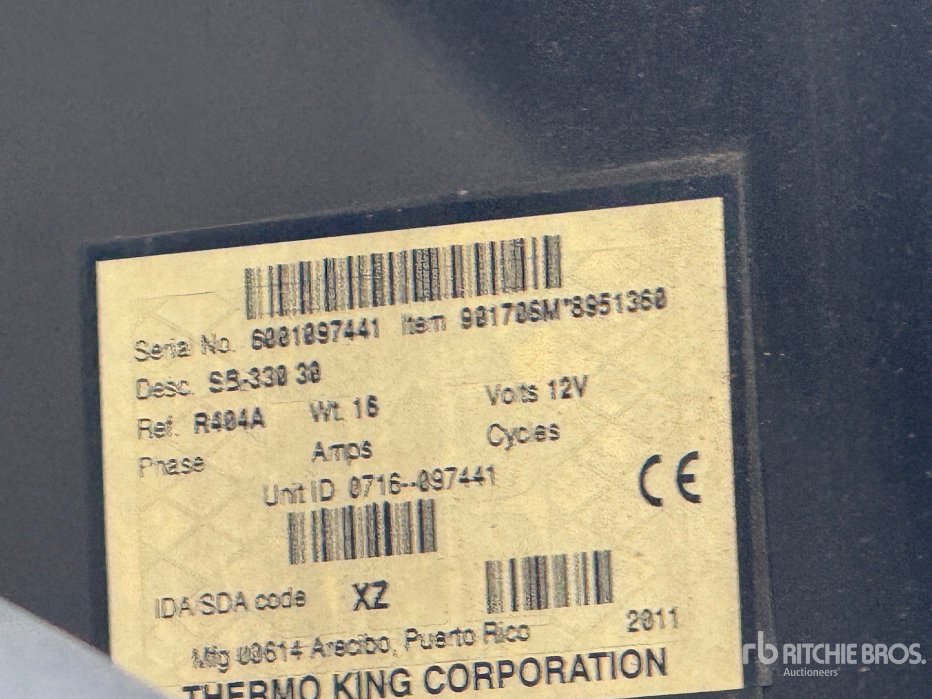 General Appearance with Refrigeration Unit Serial Number