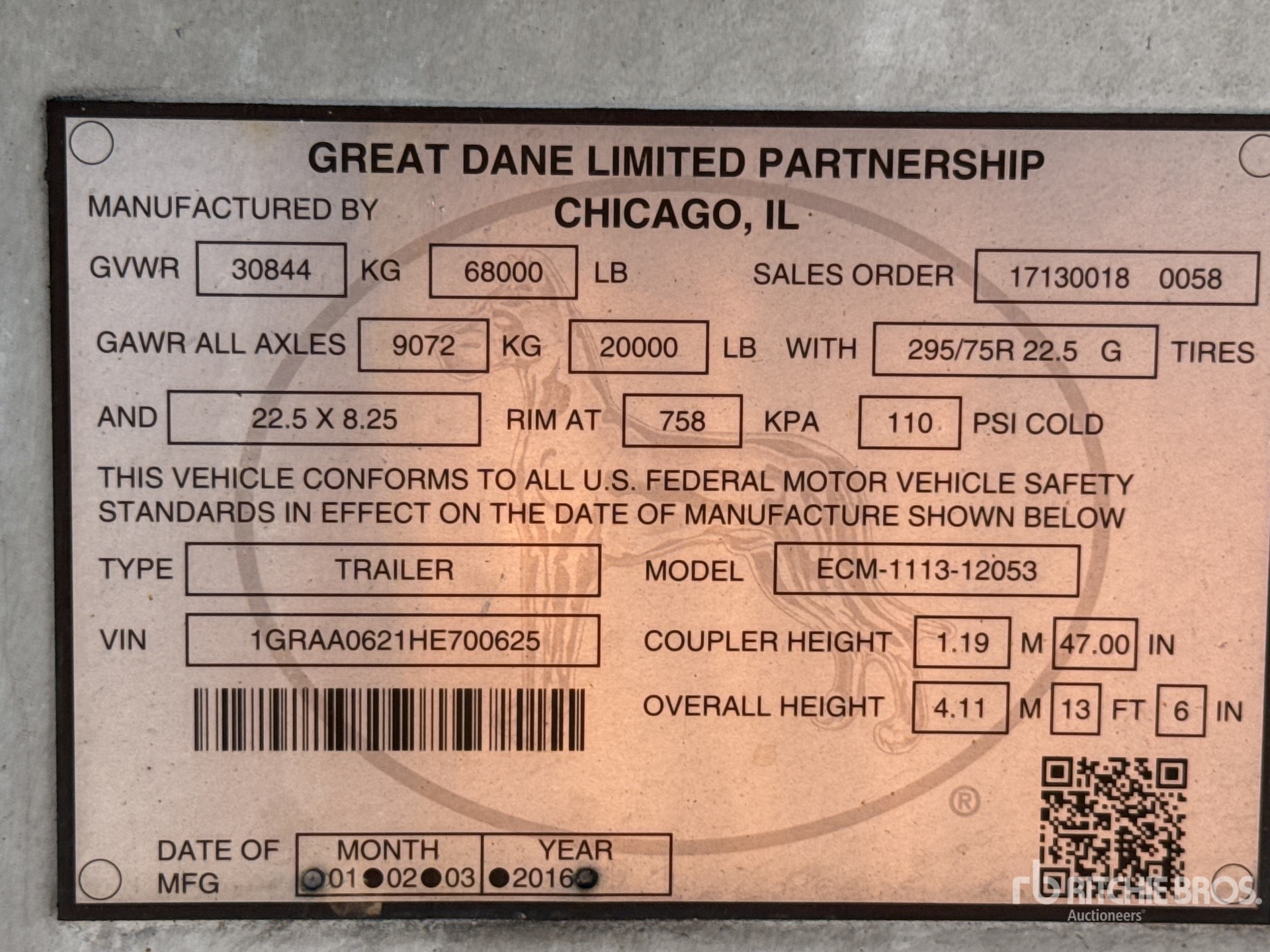 2017 Great Dane 53 ft T/A
