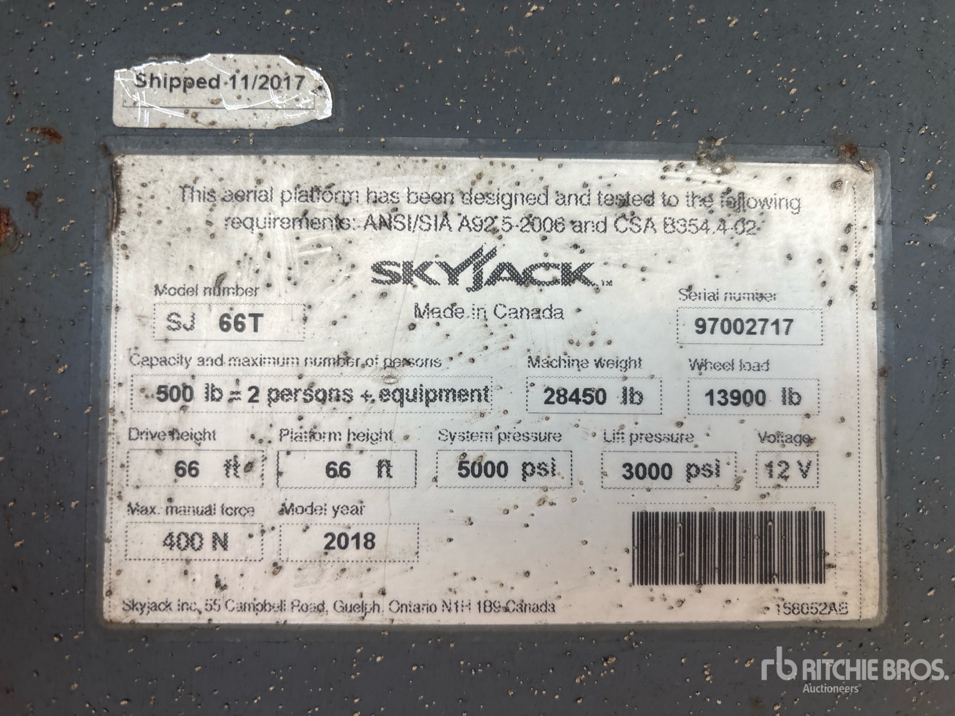 2018 Skyjack SJ66T