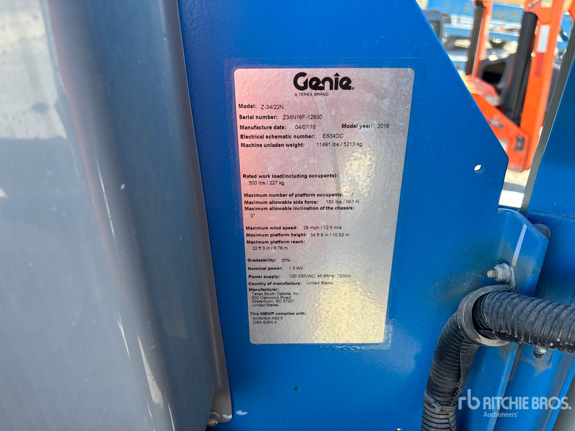 2016 Genie Z-34/22N