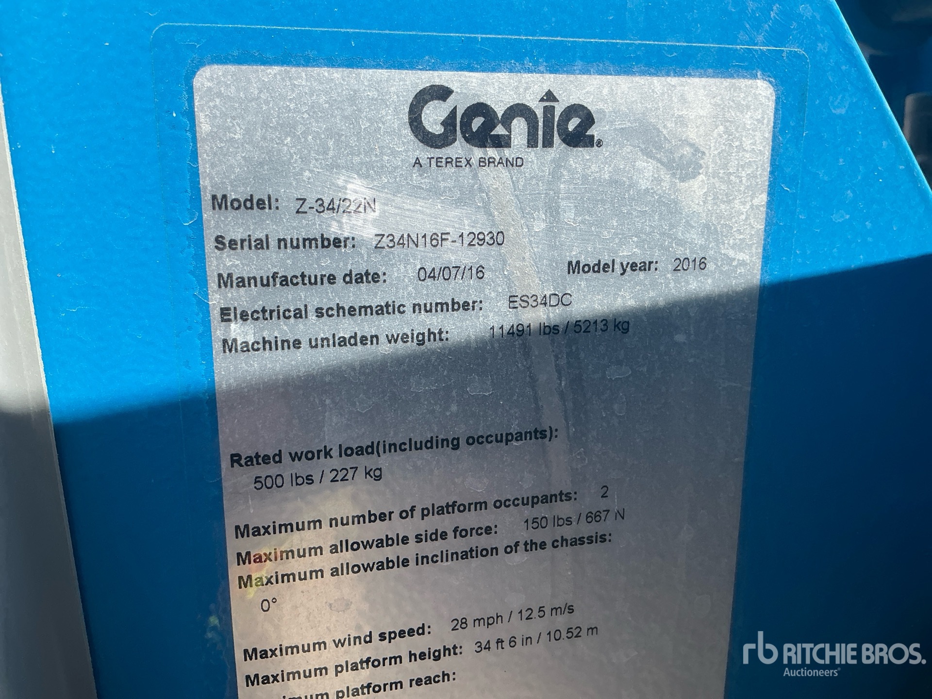 2016 Genie Z-34/22N