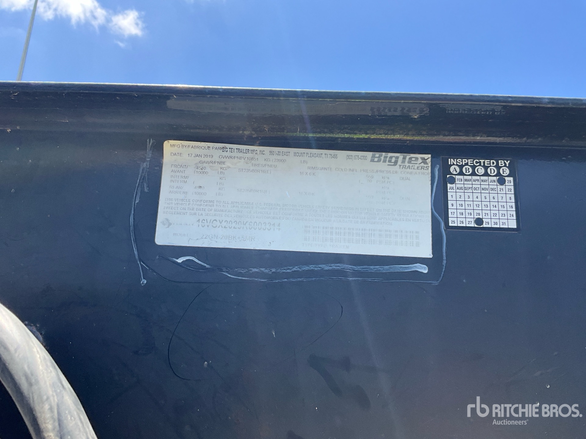 2019 Big Tex 22GN20BK45MR