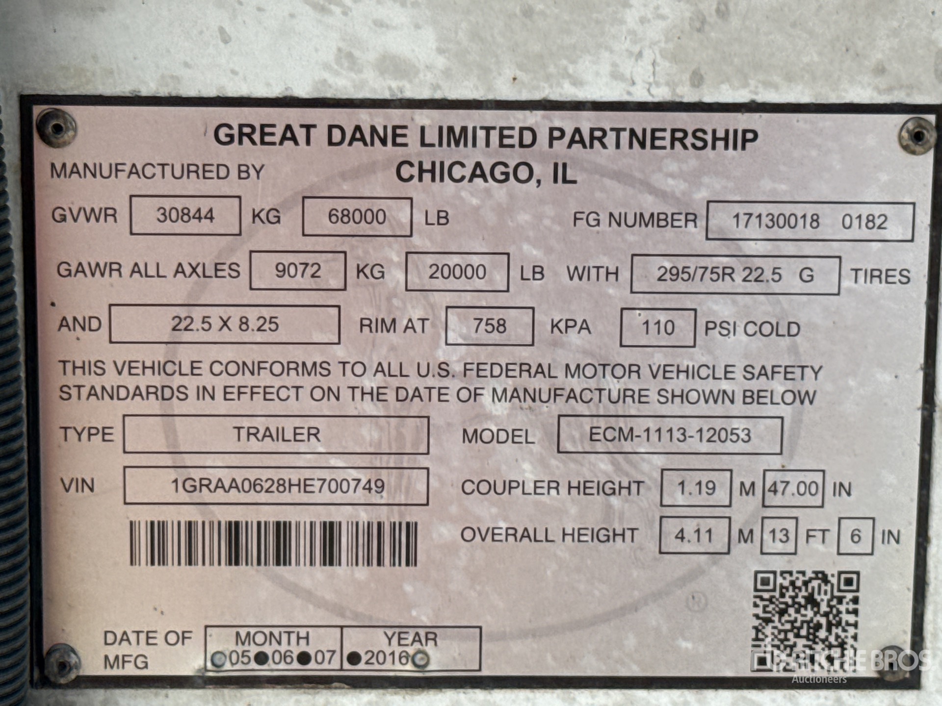 General Appearance with Serial Number / VIN