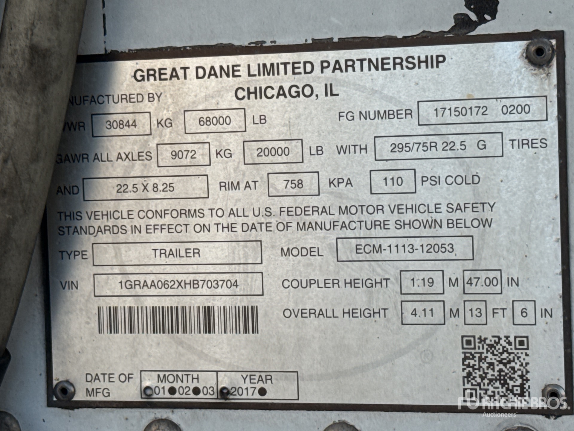 2017 Great Dane 53 ft T/A