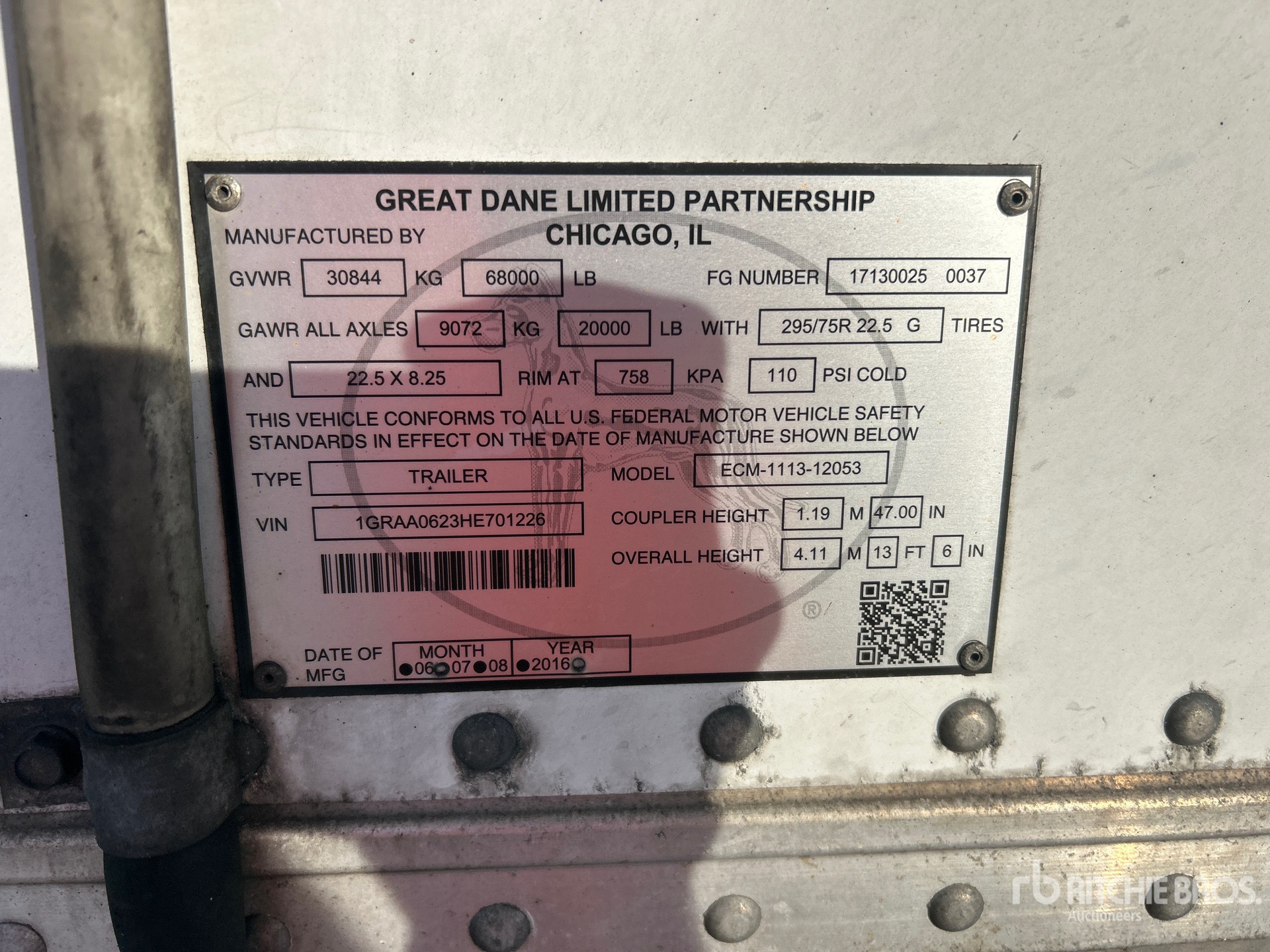 2017 Great Dane 53 ft T/A