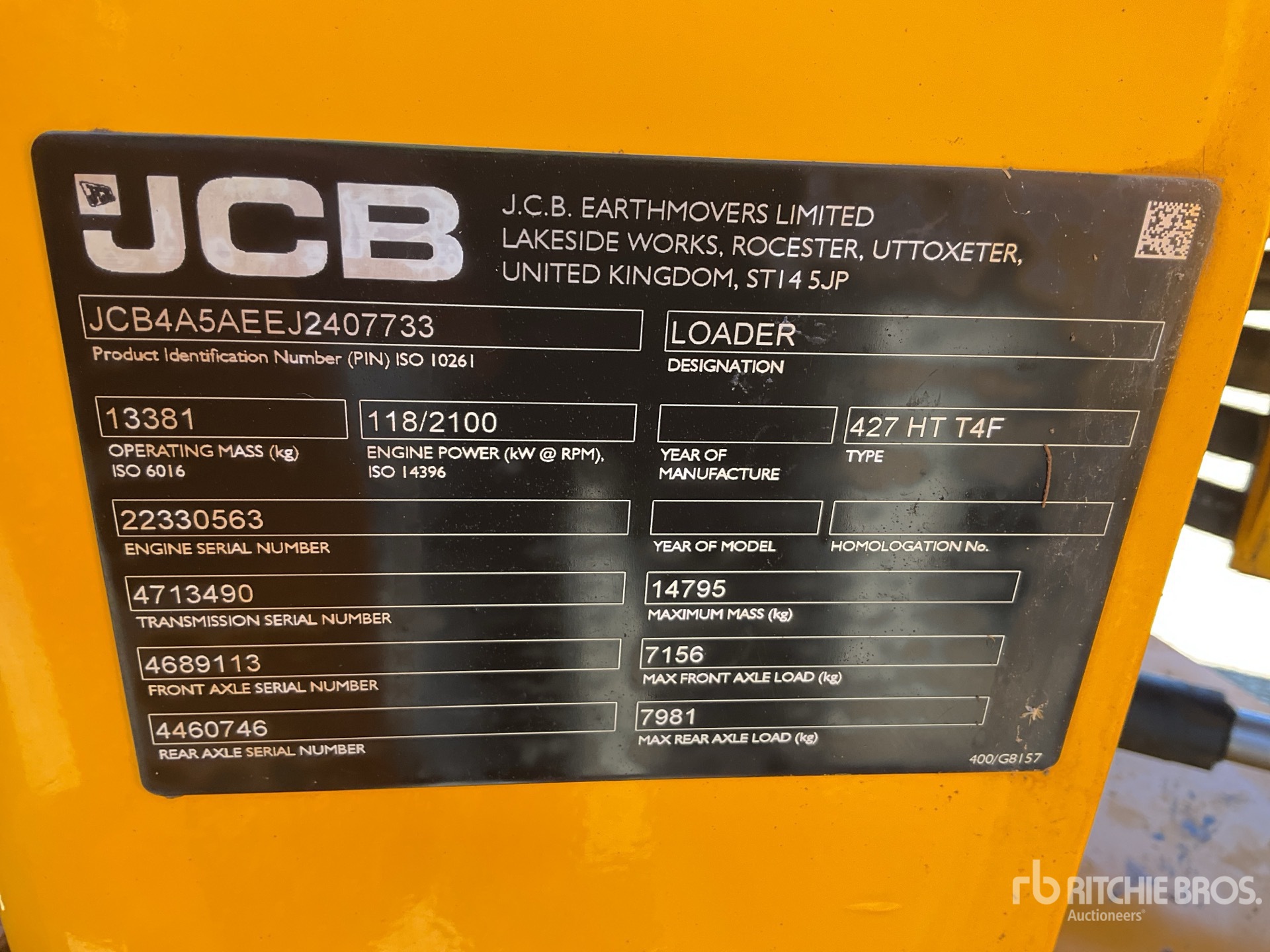 2018 JCB 427 HT