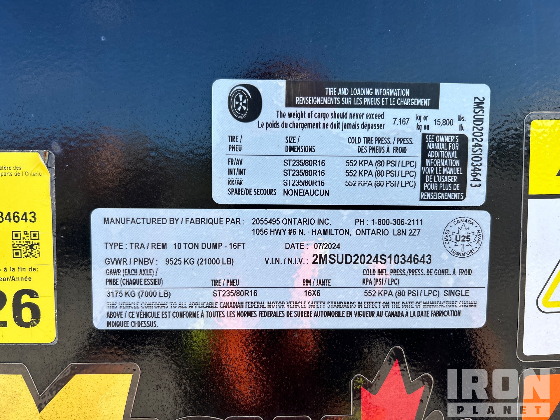 General Appearance with Serial Number / VIN