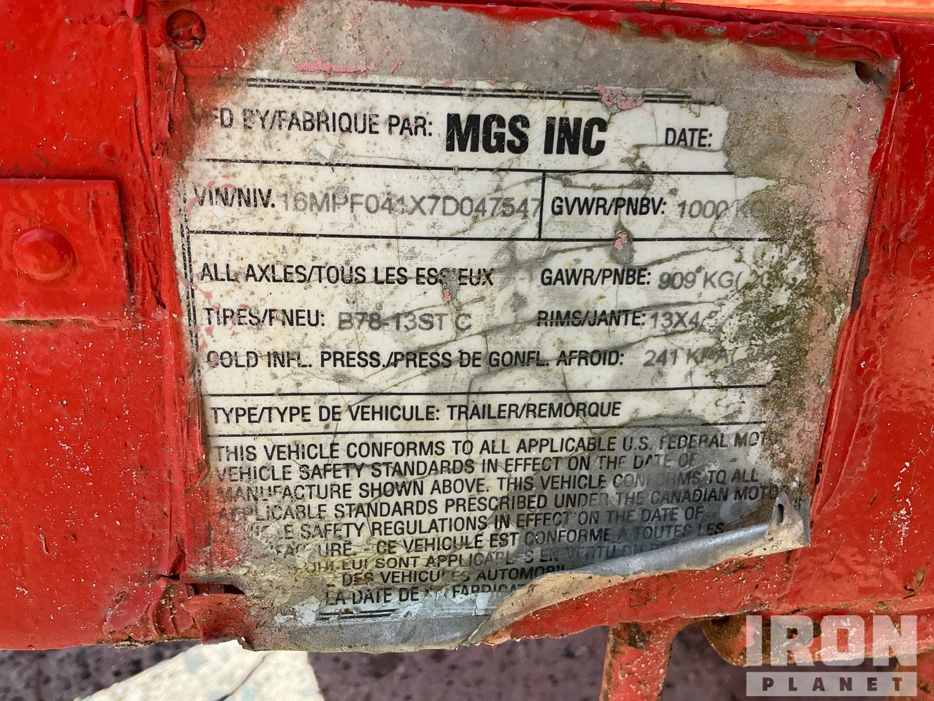 General Appearance with Serial Number / VIN