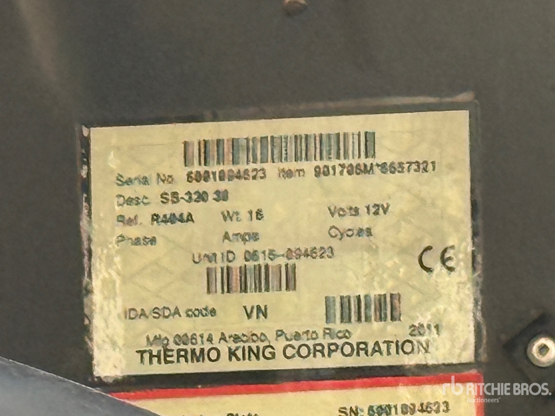General Appearance with Refrigeration Unit Serial Number
