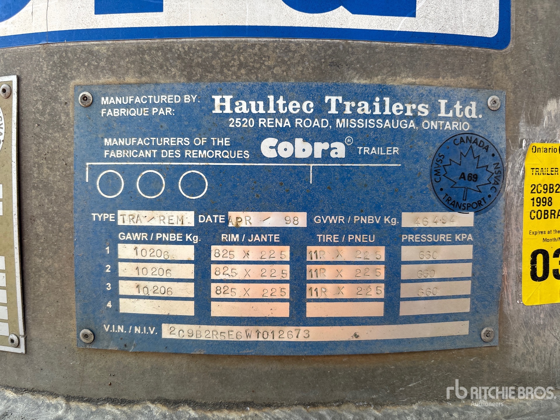 General Appearance with Serial Number / VIN