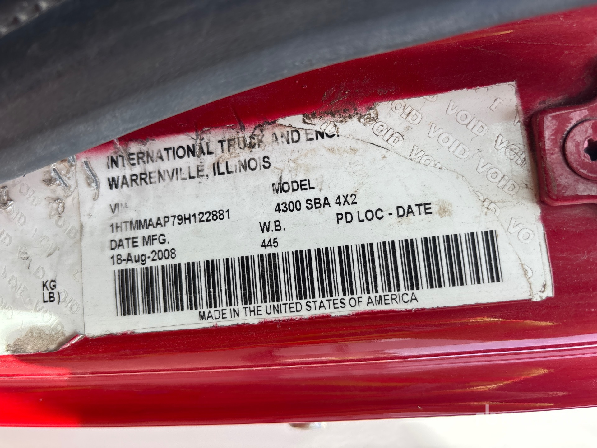 General Appearance with Serial Number / VIN
