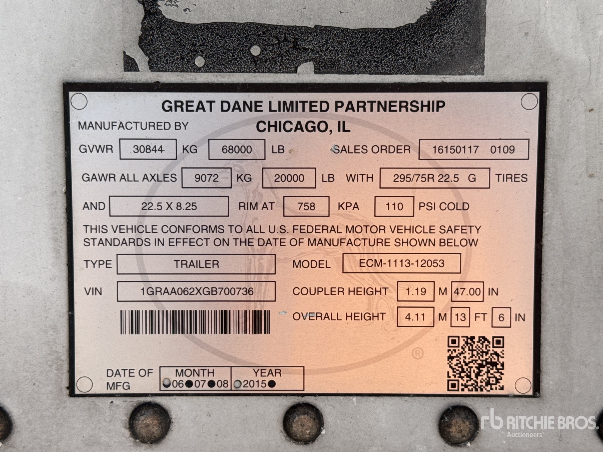 2016 Great Dane ECM-1113-12053