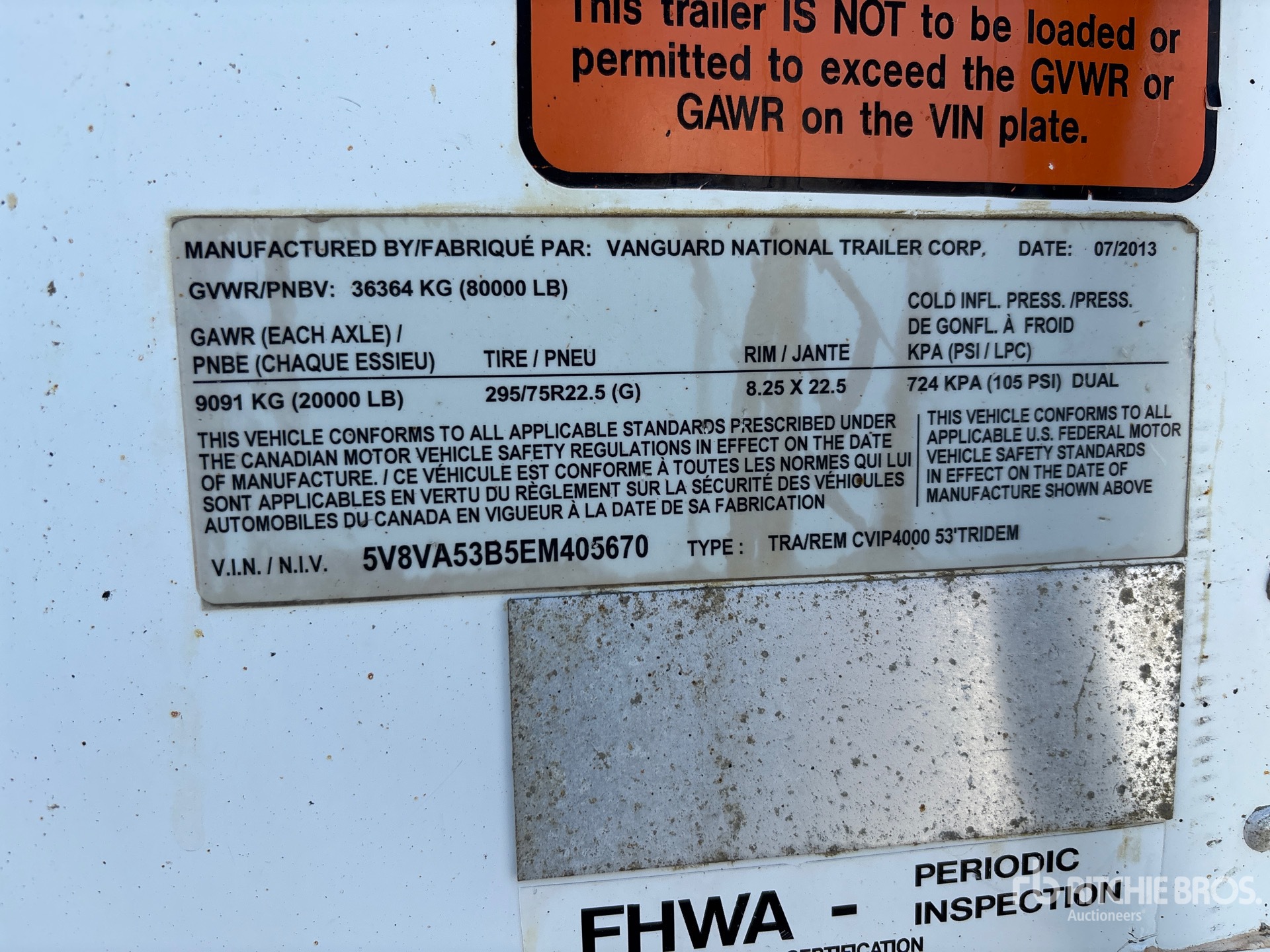 General Appearance with Serial Number / VIN