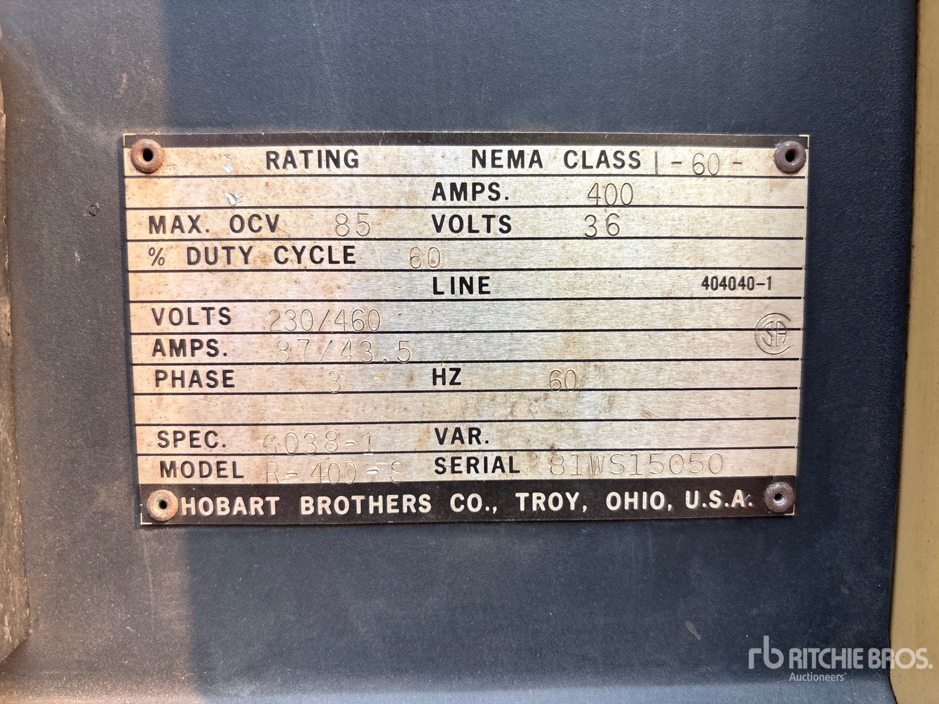 General Appearance with Serial Number / VIN