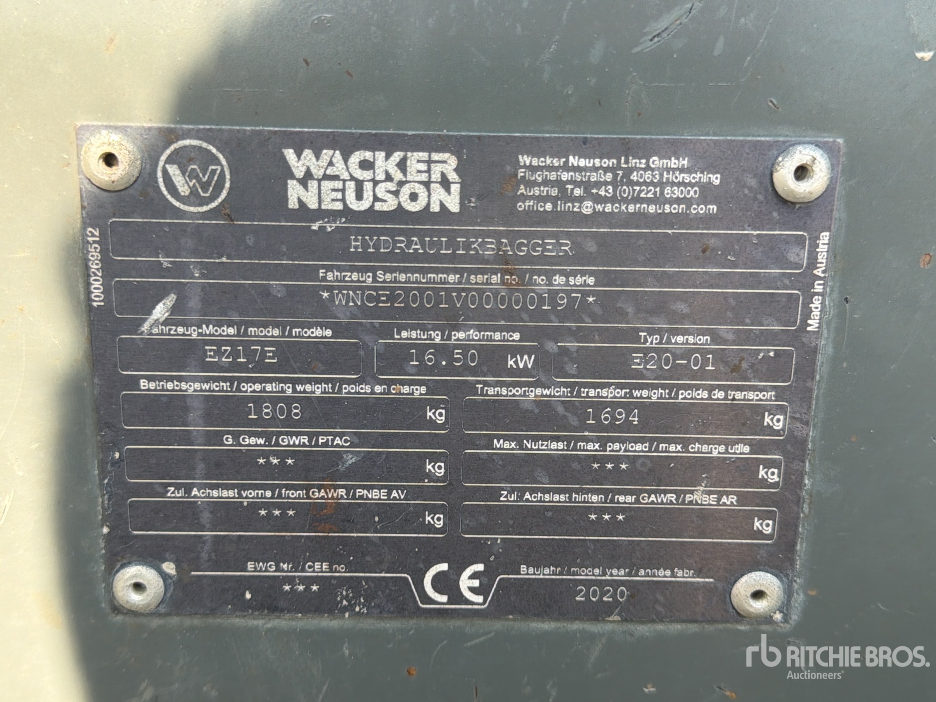 2020 Wacker Neuson EZ17E