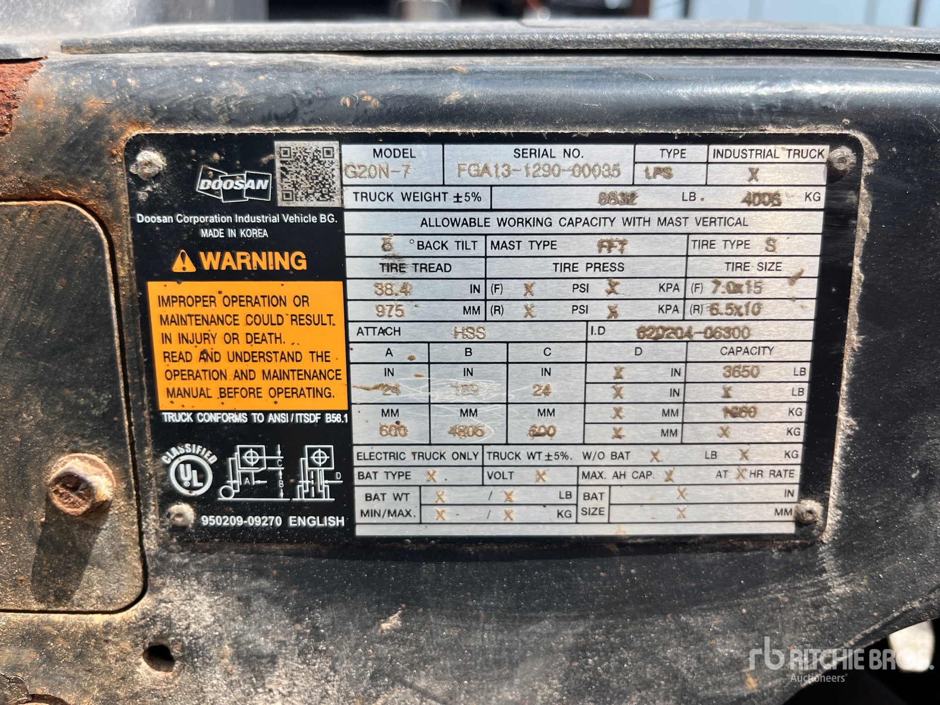 2019 Doosan G20N-7