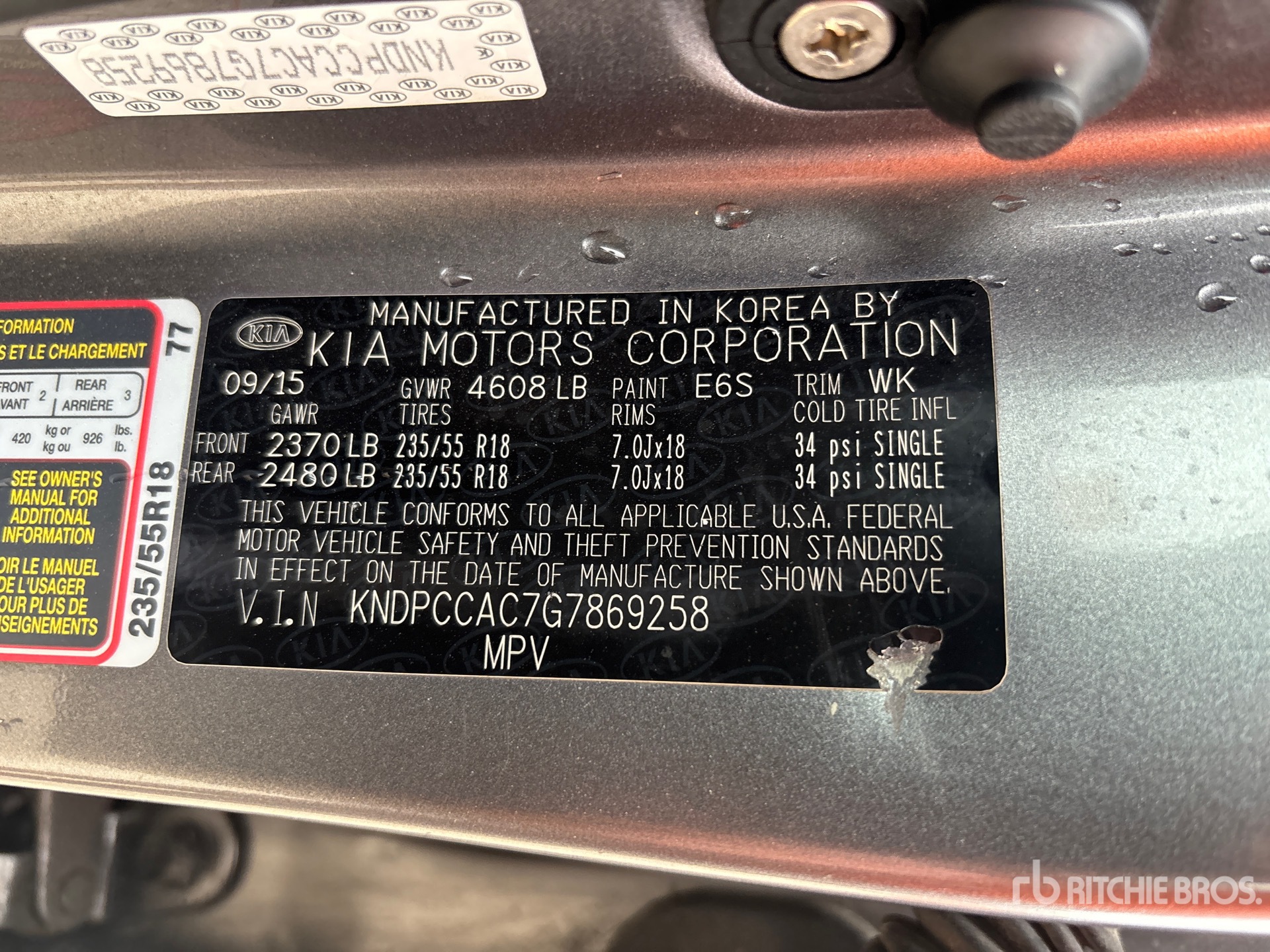 General Appearance with Serial Number / VIN