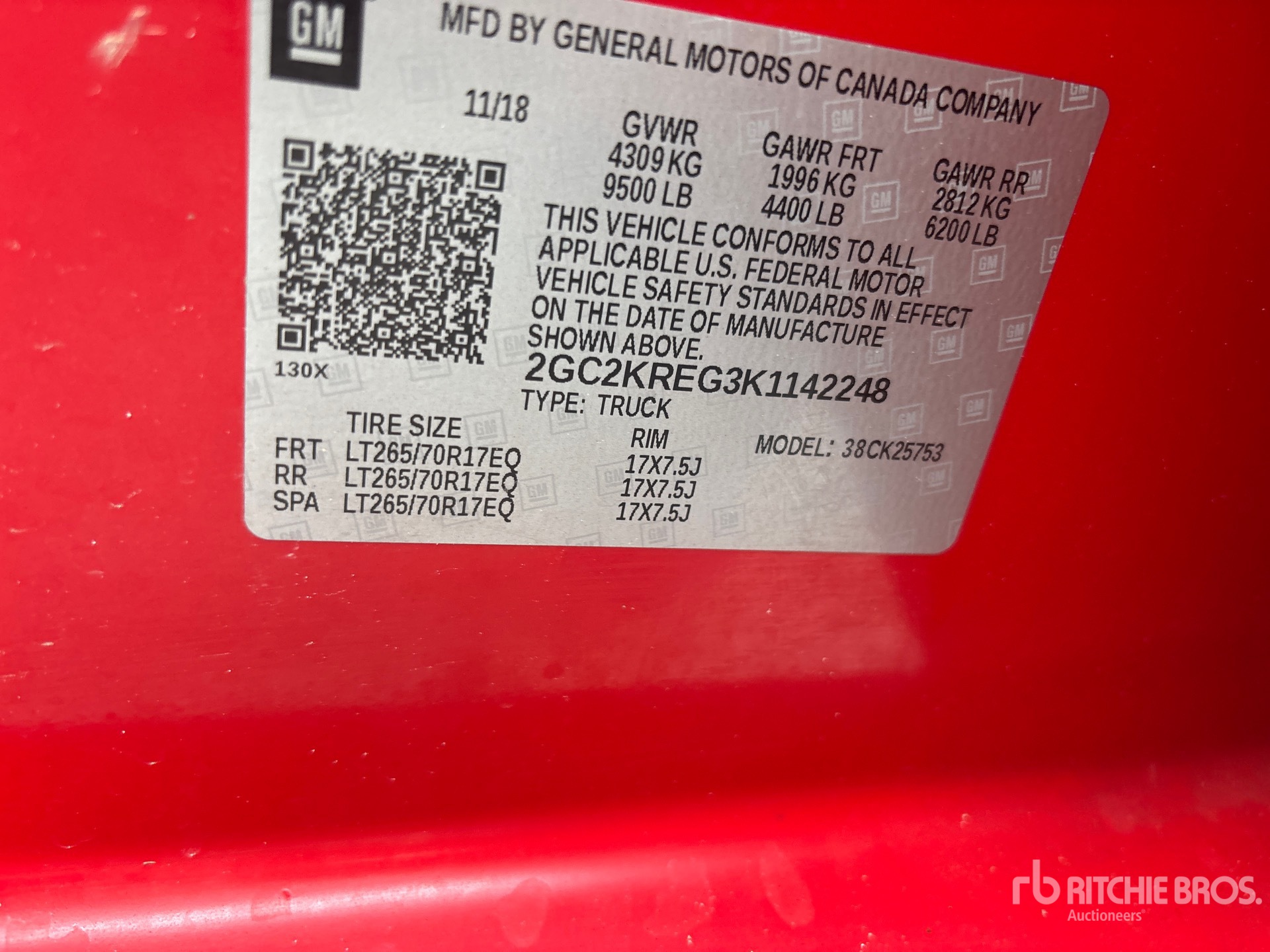 General Appearance with Serial Number / VIN