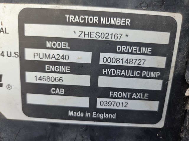 2017 Case Puma 240 4WD Tractor