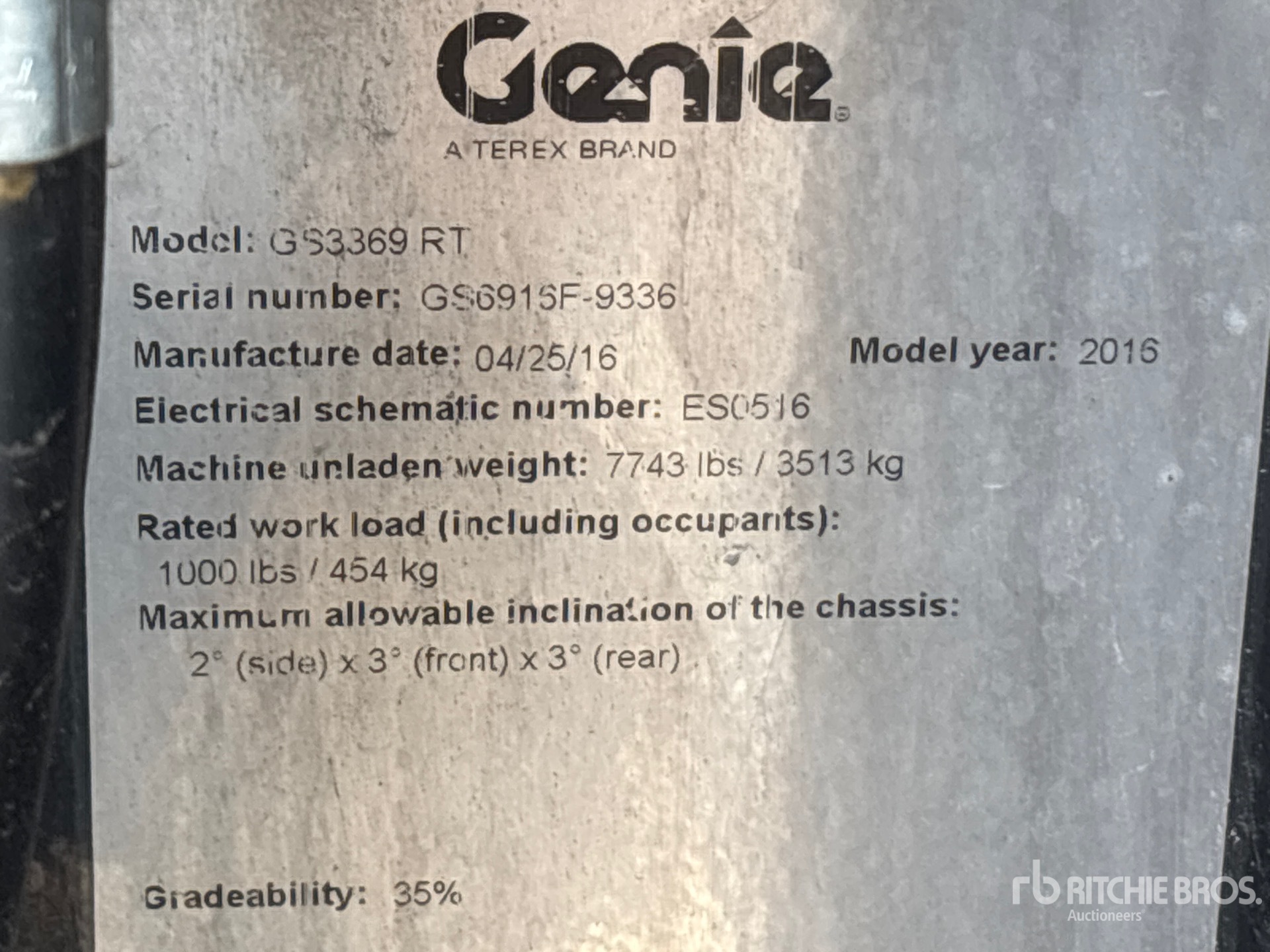 General Appearance with Serial Number / VIN