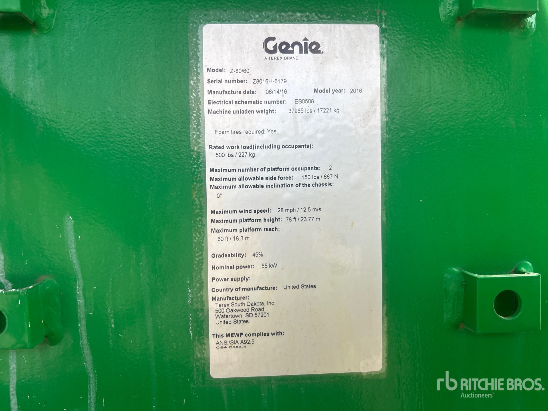 2016 Genie Z-80/60