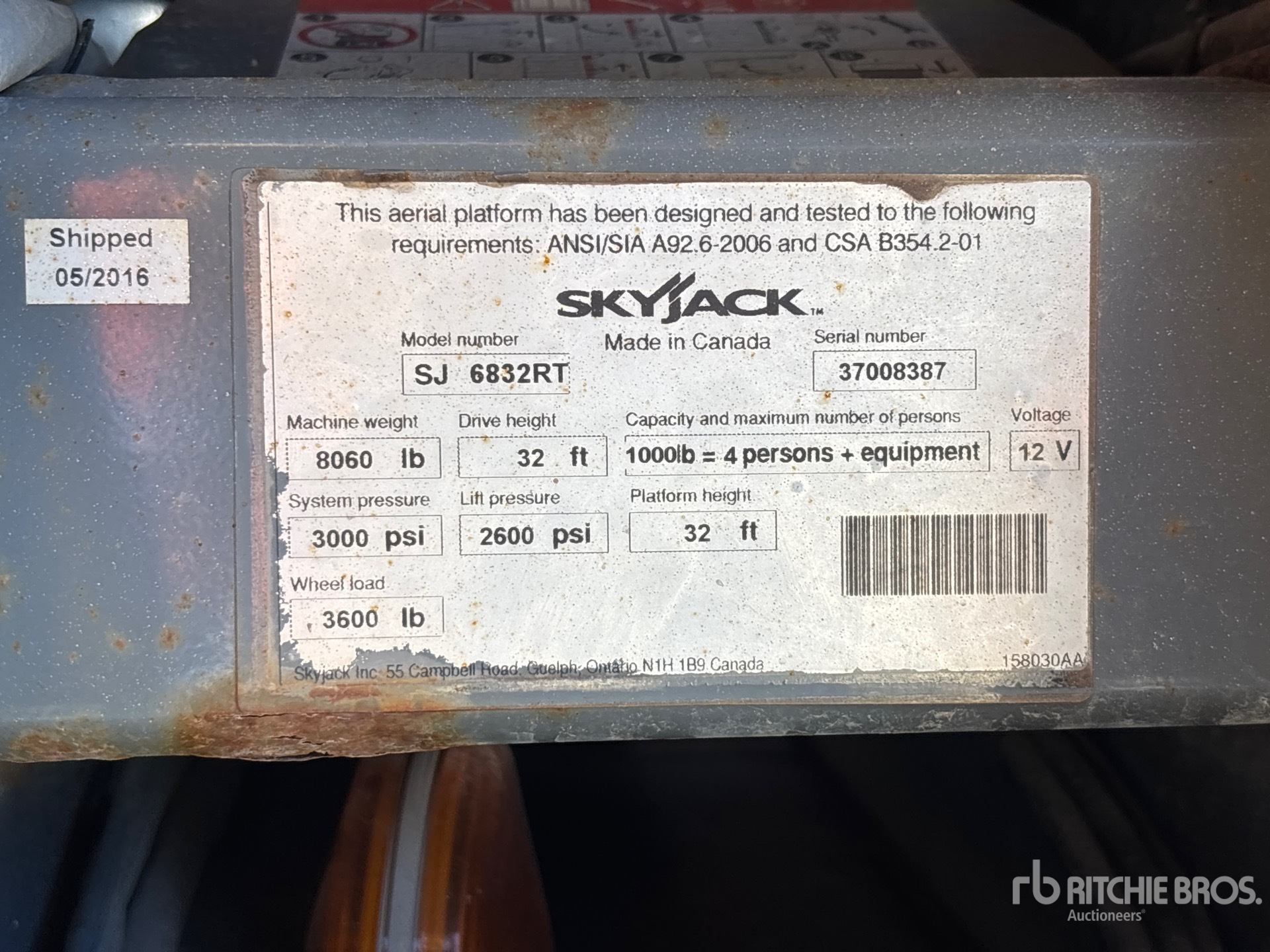 2016 Skyjack SJ6832 RT
