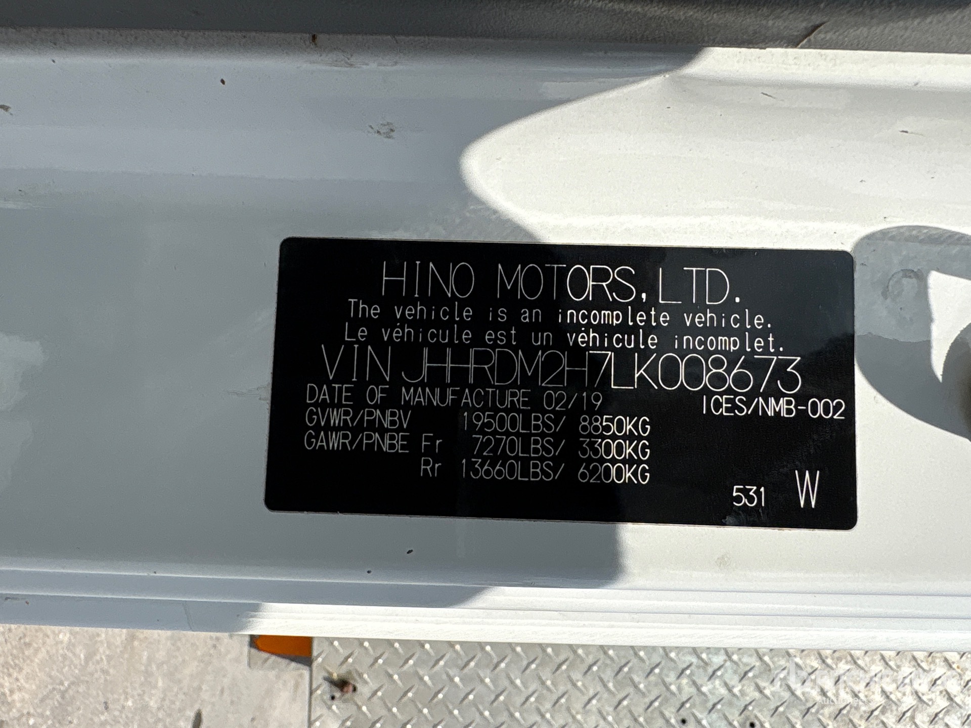 2020 Hino 195