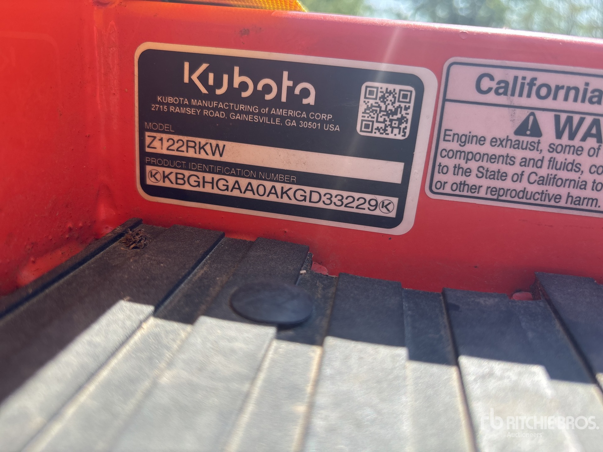 2019 Kubota Z122R