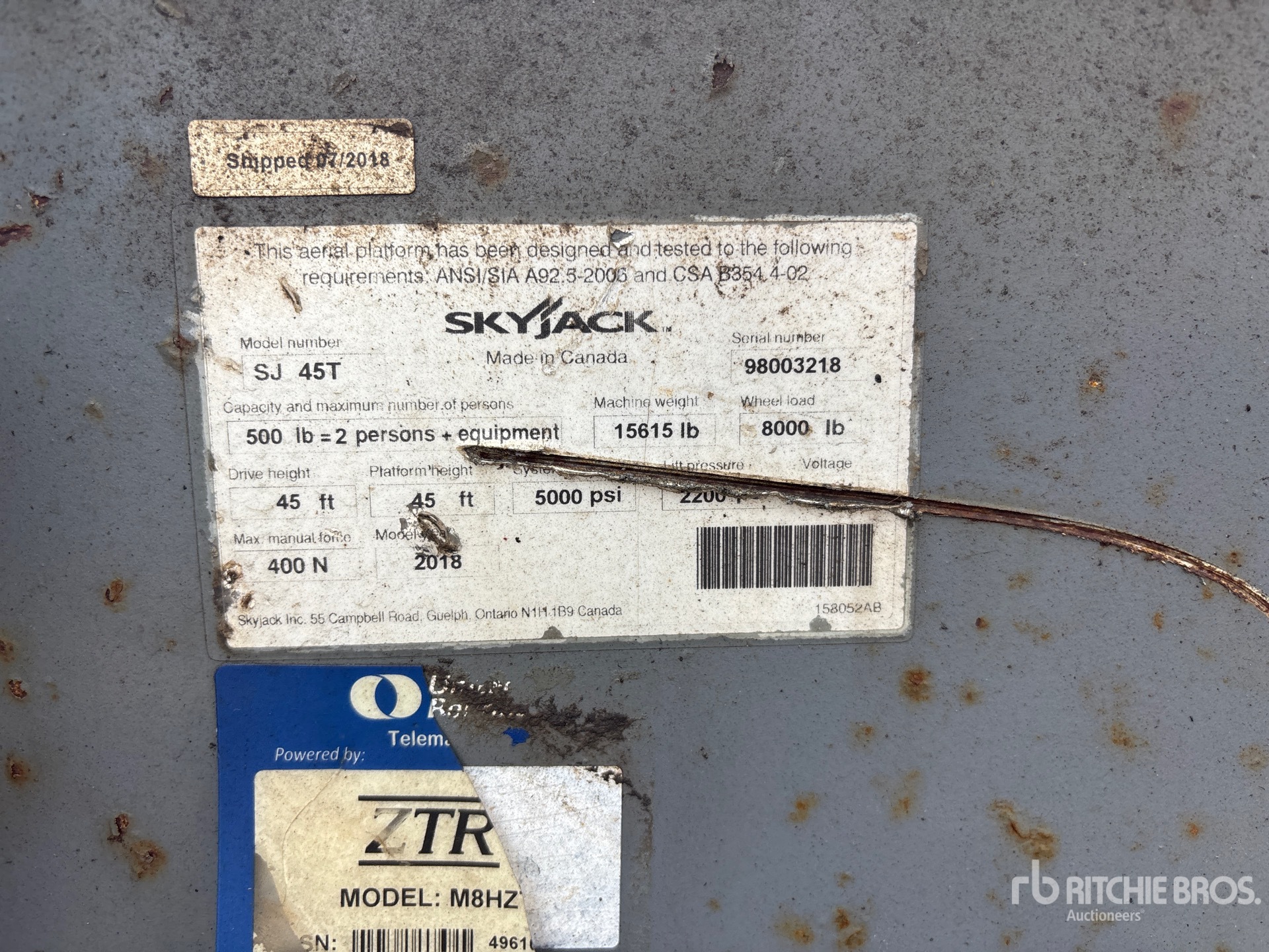2018 Skyjack SJ45T
