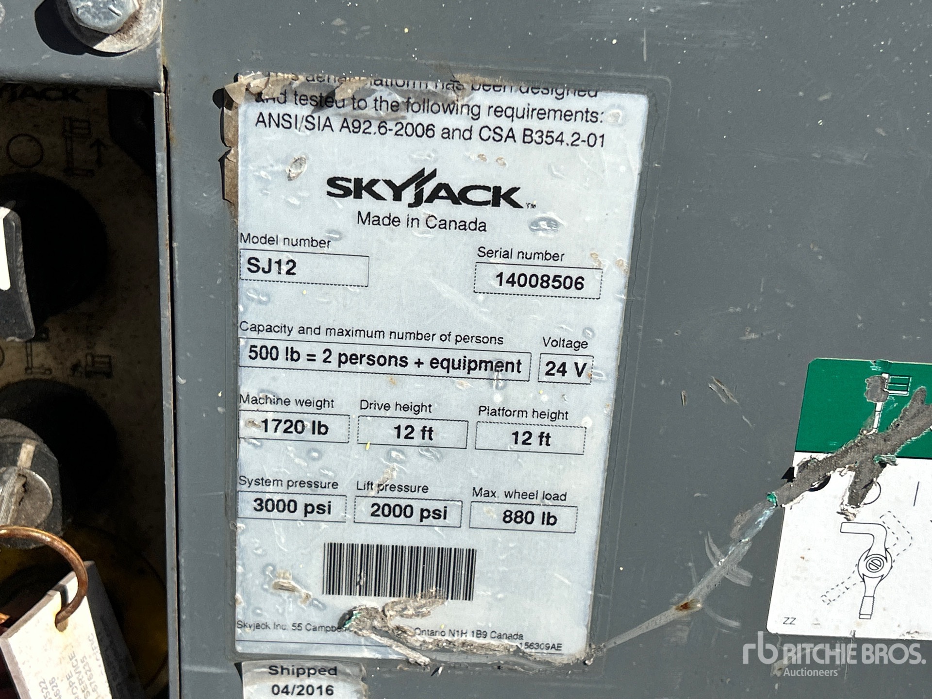 2016 Skyjack SJ12