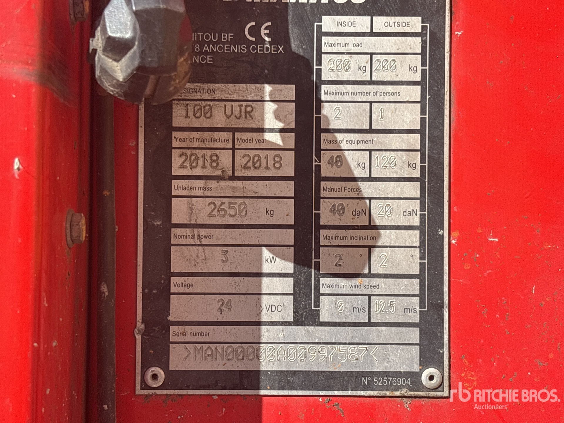 2018 Manitou 100VJR