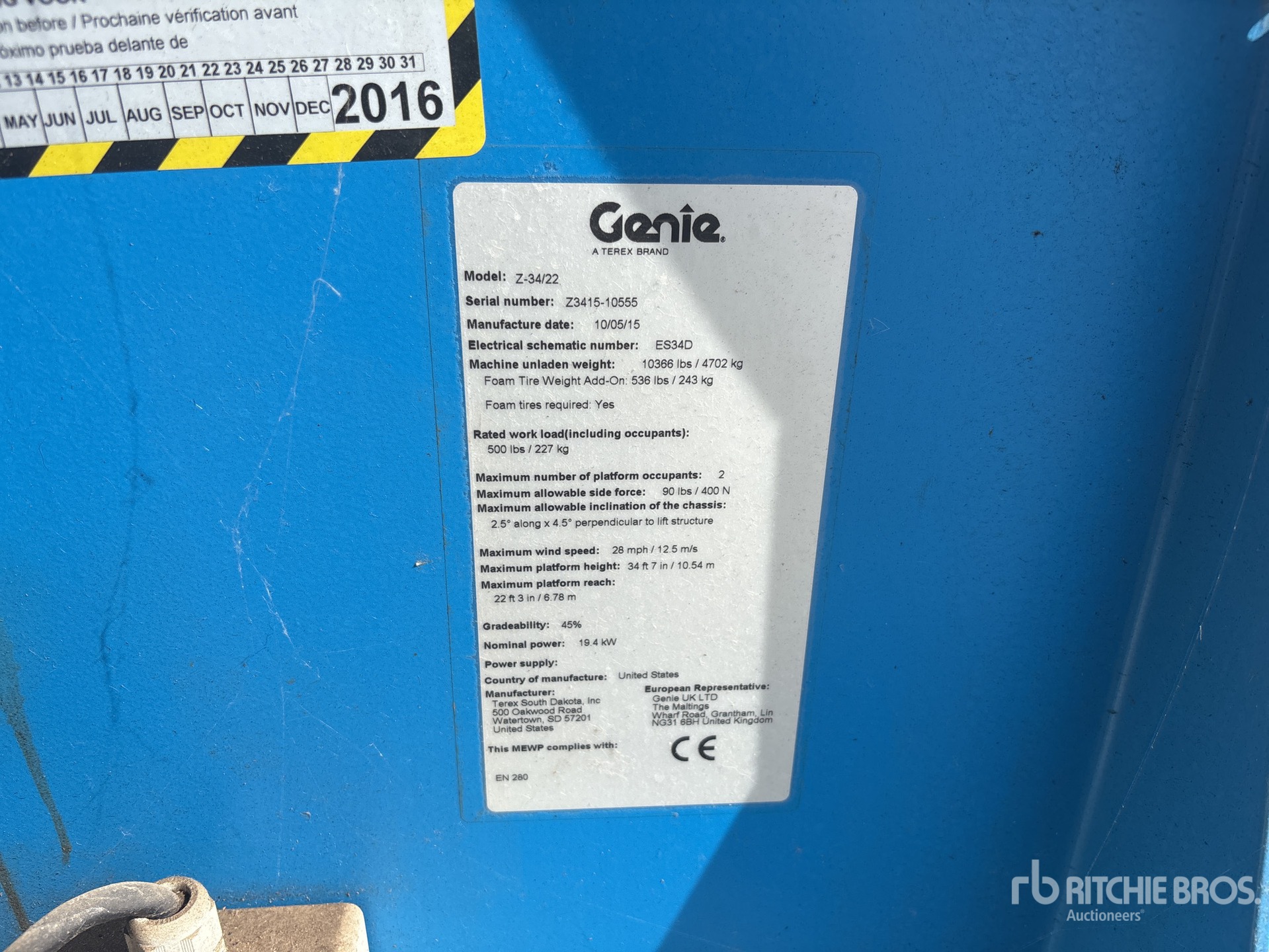2015 Genie Z-34/22
