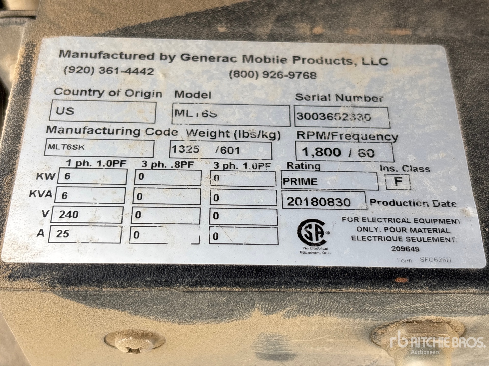 2018 Generac MLT6S