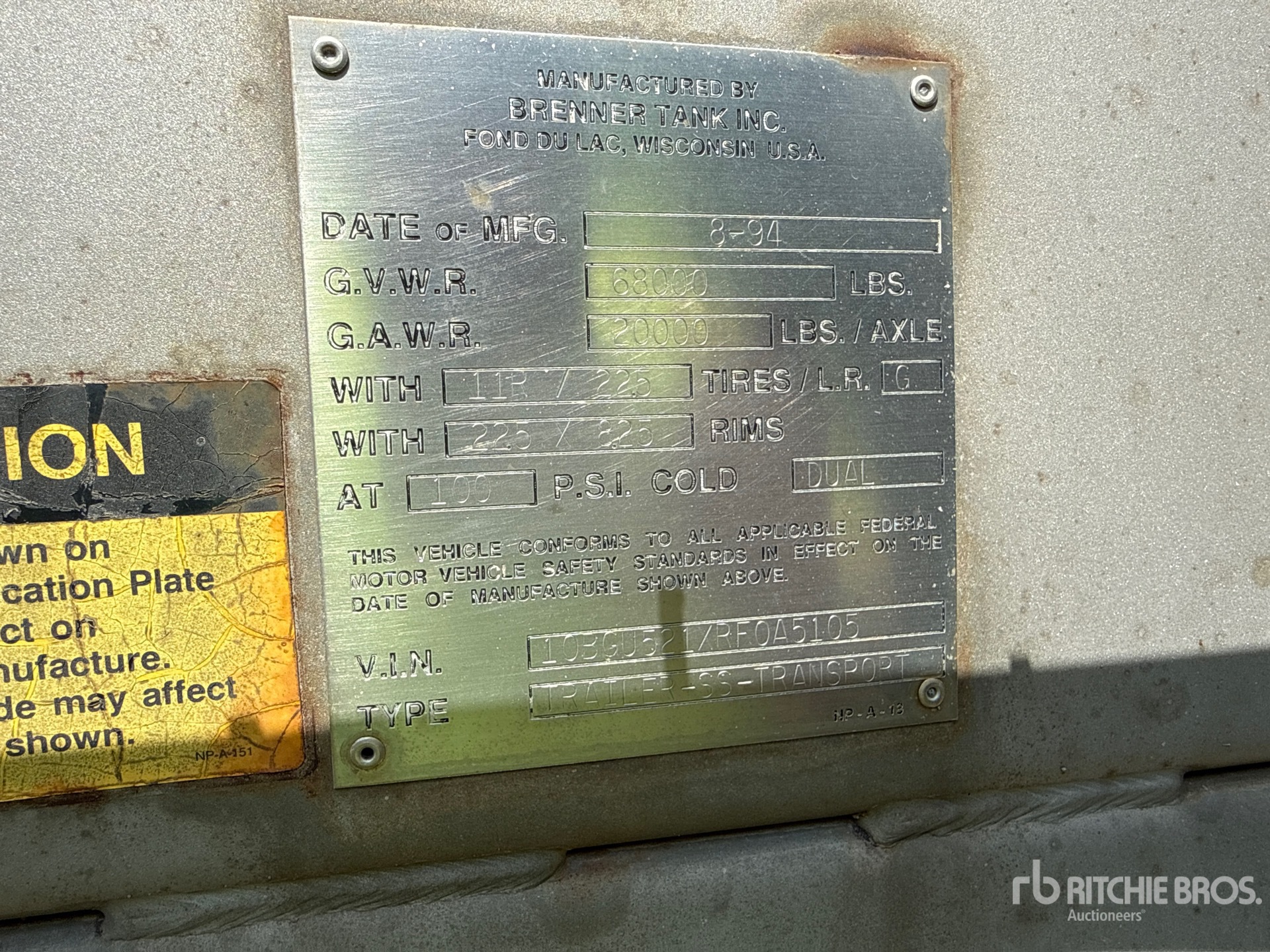 1994 Brenner 5000 GAL T/A