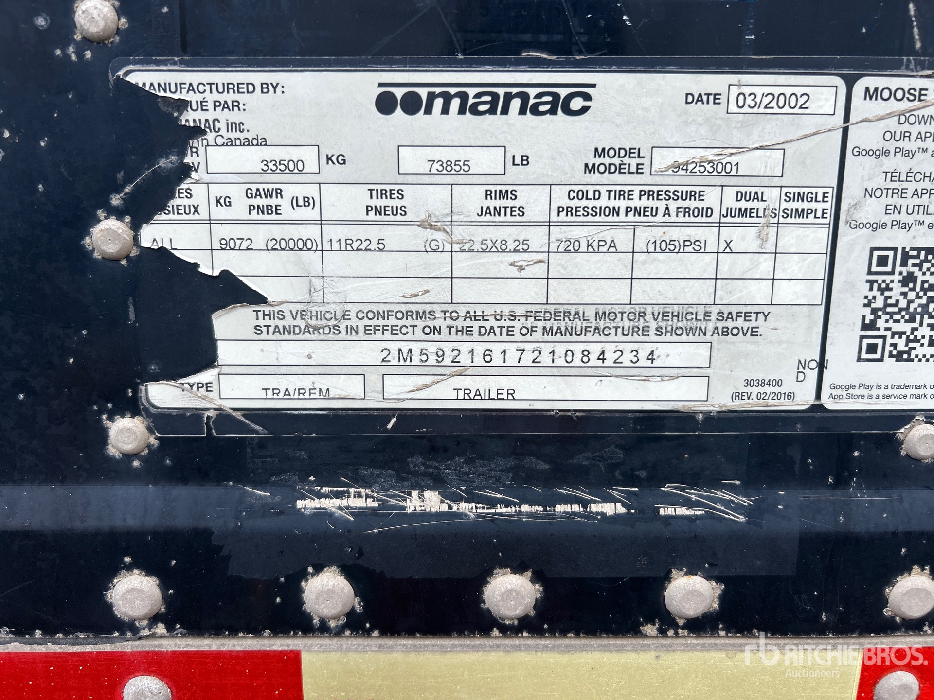 2002 Manac 53 FT X 102 IN T/A