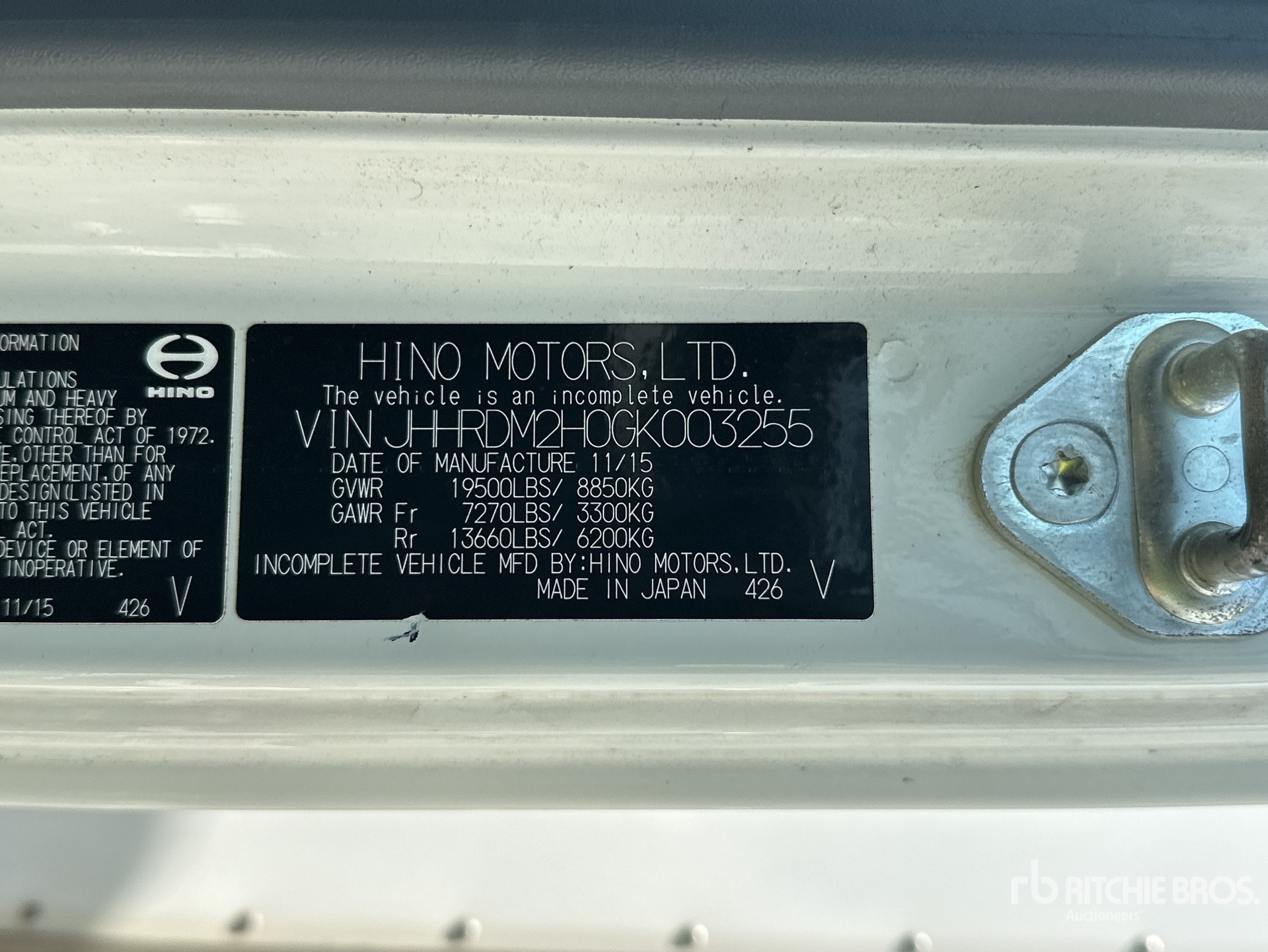 2016 Hino XJC720
