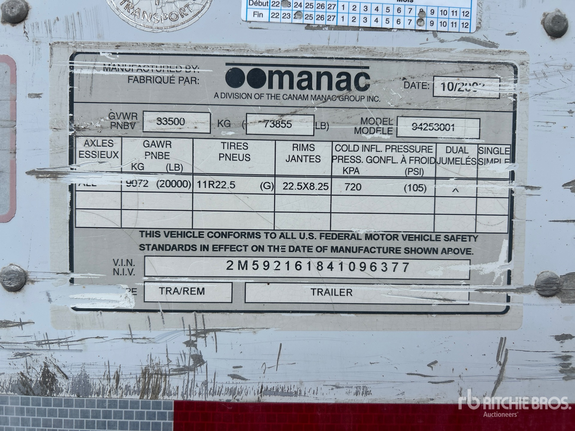 2004 Manac 53 FT X 102 IN T/A