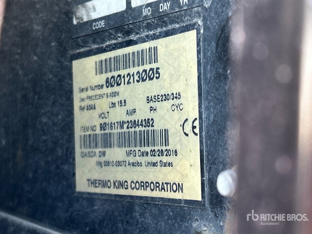 General Appearance with Refrigeration Unit Serial Number