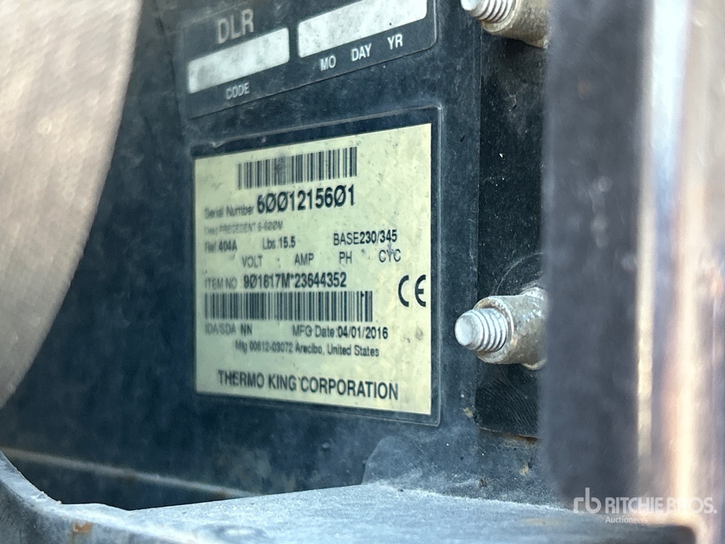 General Appearance with Refrigeration Unit Serial Number
