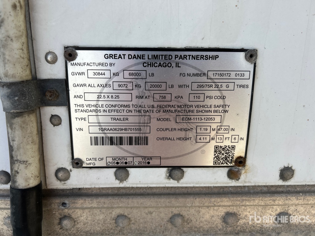 General Appearance with Serial Number / VIN