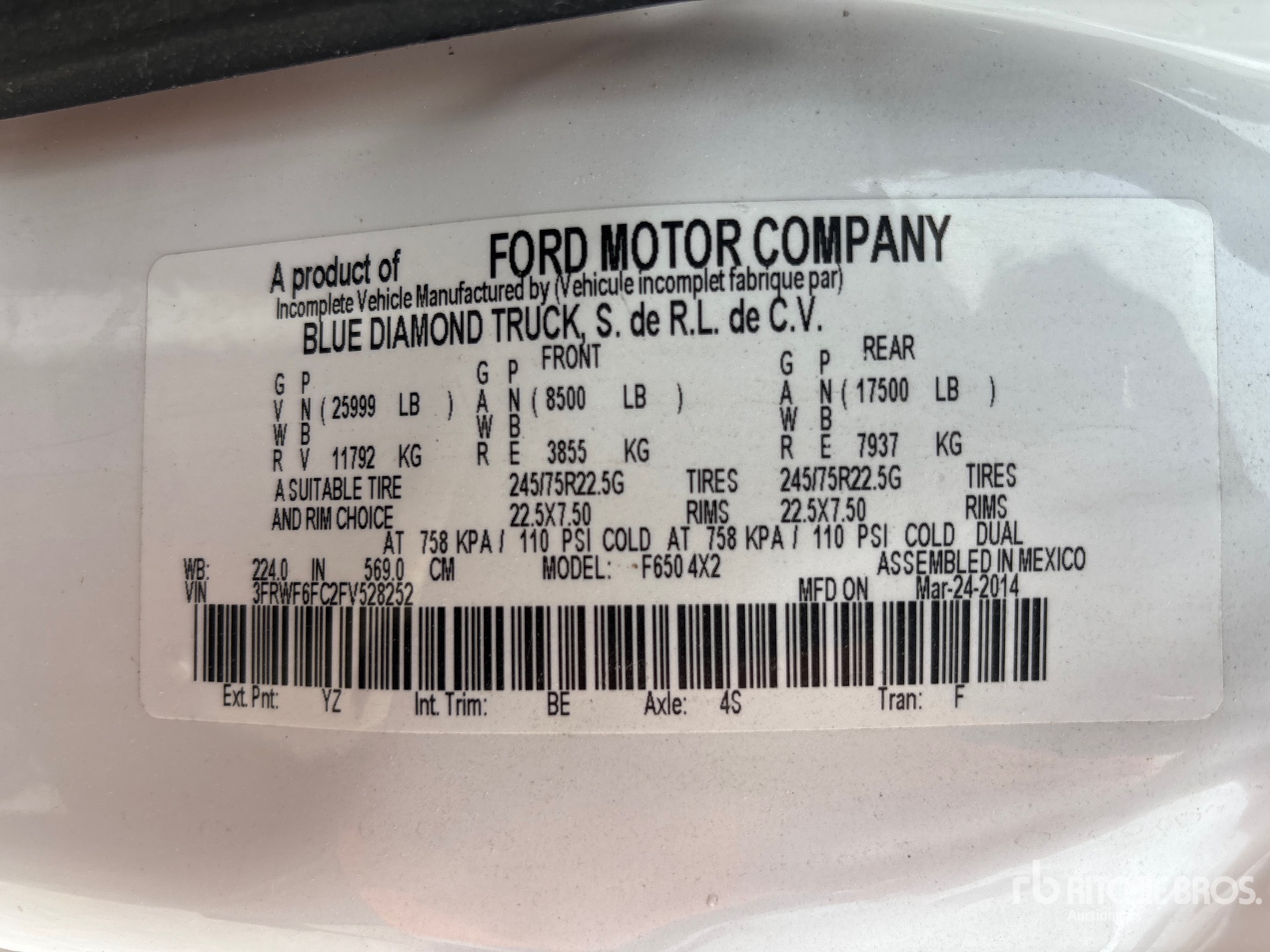 General Appearance with Serial Number / VIN
