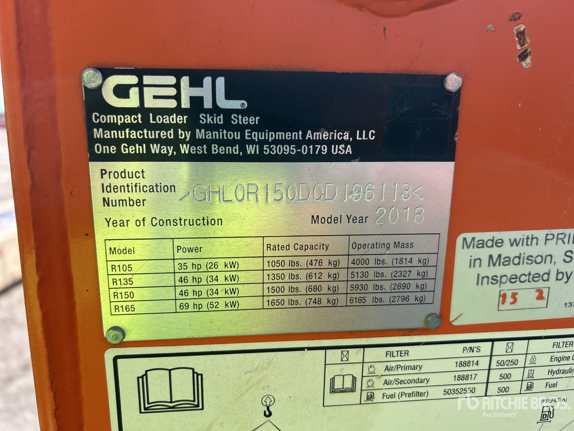 General Appearance with Serial Number / VIN