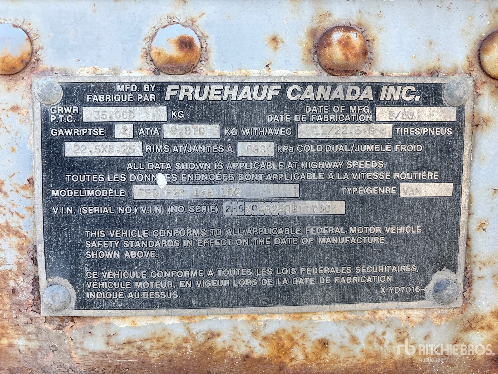 1983 Fruehauf 50 KW SHOP