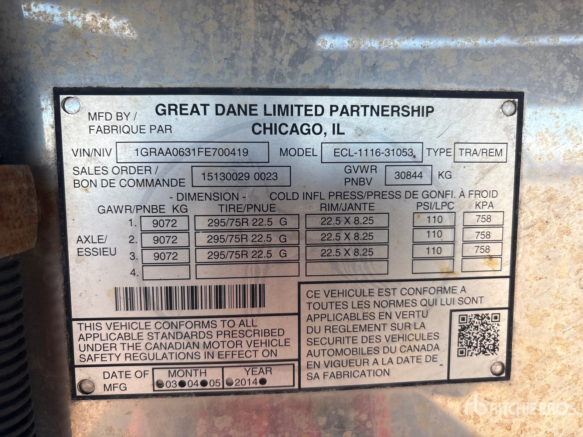 2015 Great Dane 53 ft Tri/A