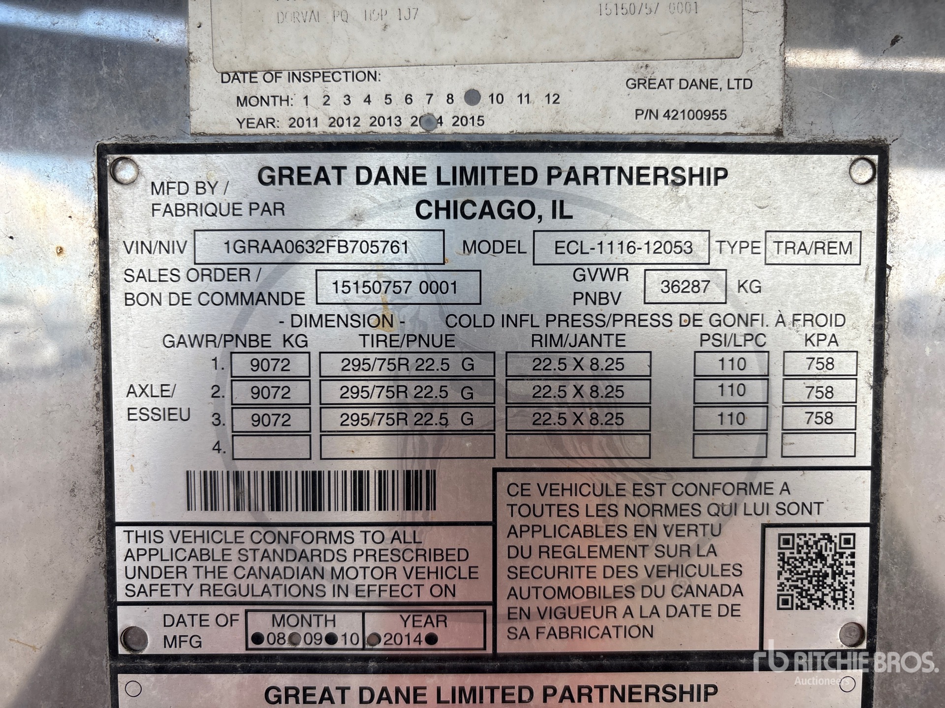 2015 Great Dane 53 ft x 102 in Tri/A